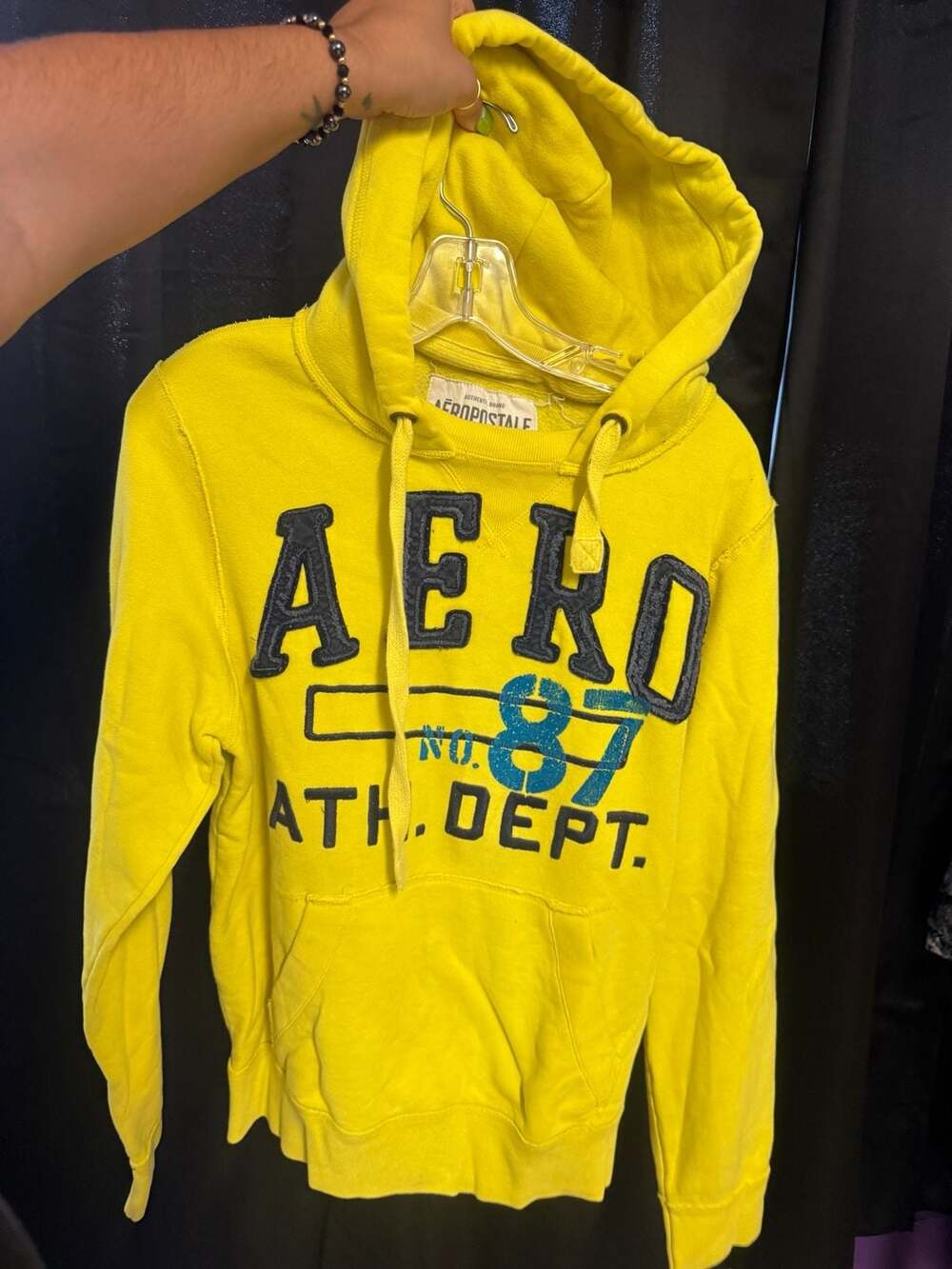 Aeropostale Yellow Aero 87 Athletic Dept Graphic Hoodie Size Medium